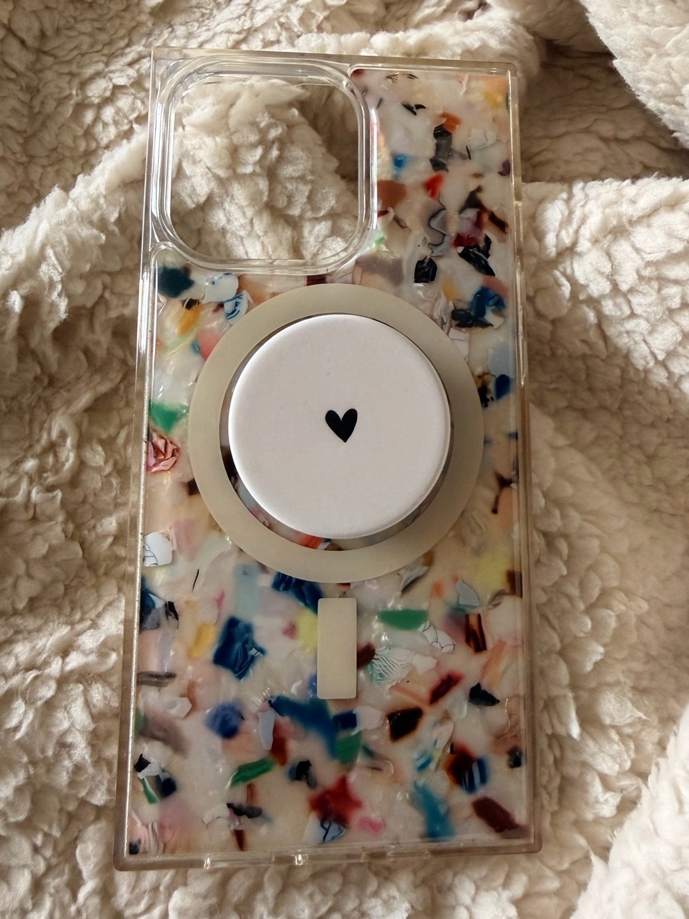 Clear Confetti MagSafe-Compatible iPhone 13 Pro Case with Pop Socket